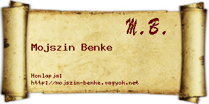 Mojszin Benke névjegykártya